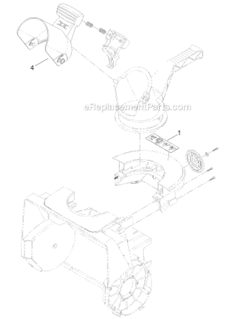 Chute Assembly Diagram and Parts List for 38371 313000001-313999999 - 2013 Lawn Boy Snow Blower